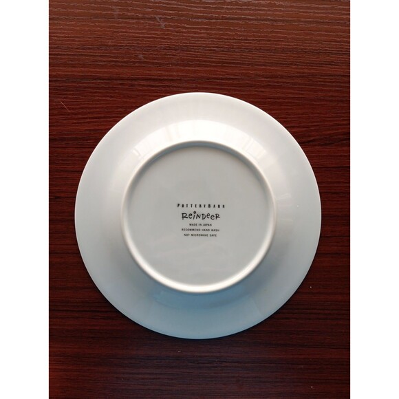 Pottery Barn PRANCER Reindeer Salad Dessert Plate 8” Christmas Silver Rimmed EUC - Picture 3 of 5